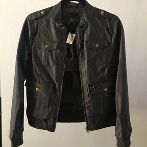 Jack by BB Dakota Black/Brown Leather Jacket NWT!!